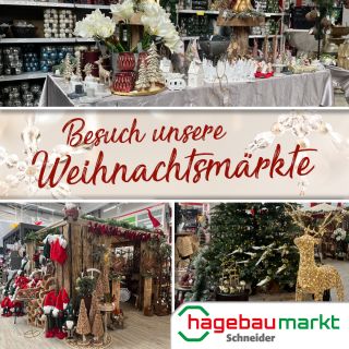 Ab sofort haben unsere Weihnachtsmärkte geöffnet.
	Hier findest Du Alles, was Du für dein weihnachtliches Zuhause benötigst:
	LED-Beleuchtung, Weihnachtsdeko, Kerzen, Christbäume, Baumschmuck, Christbaumständer… und vieles weitere mehr!
	
	Hole dir Weihnachten in dein Zuhause!Komm vorbei und lass dich inspirieren!
