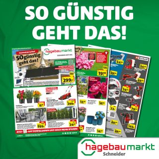 Hier gleich das aktuelle Prospekt öffnen!

Sonne satt – von Sonnenschutz bis Sonnenstrom!Ob ein Ampelschirm zum Beschatten oder das Plug-In Balkonkraftwerk für unter 300€:
	Garten und Sonne – das passt zusammen wie DEIN Sommerprojekt und hagebau Schneider!

Egal ob Spielturm, Gemüsepflanzen, Hochbeete, Grill-Angebote, Pergola, Gartenmaschinen … die aktuellen Angebote lassen „Summerfeeling“ aufkommen!

So einfach werden Balkon, Terrasse und Garten zur Wohlfühl-Oase.
